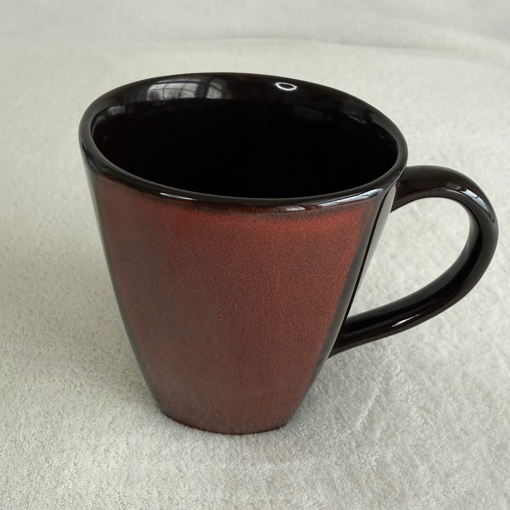 Pier 1 Import Hand Painted Stoneware Coffee Mug Cup Mosaic Brown Red‎ Blue Green